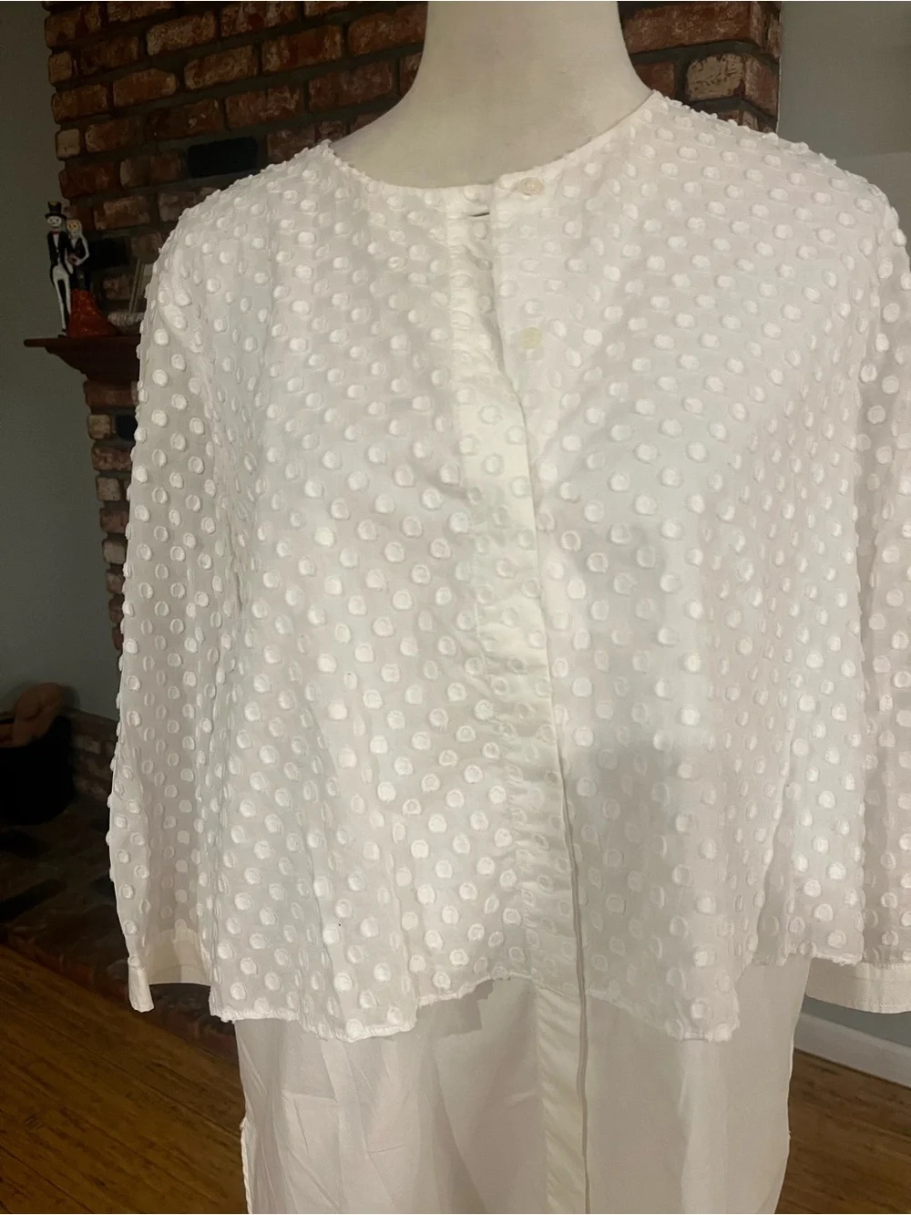 MaxMara White Textured Dot Button-Down Top - Picture 2 of 6